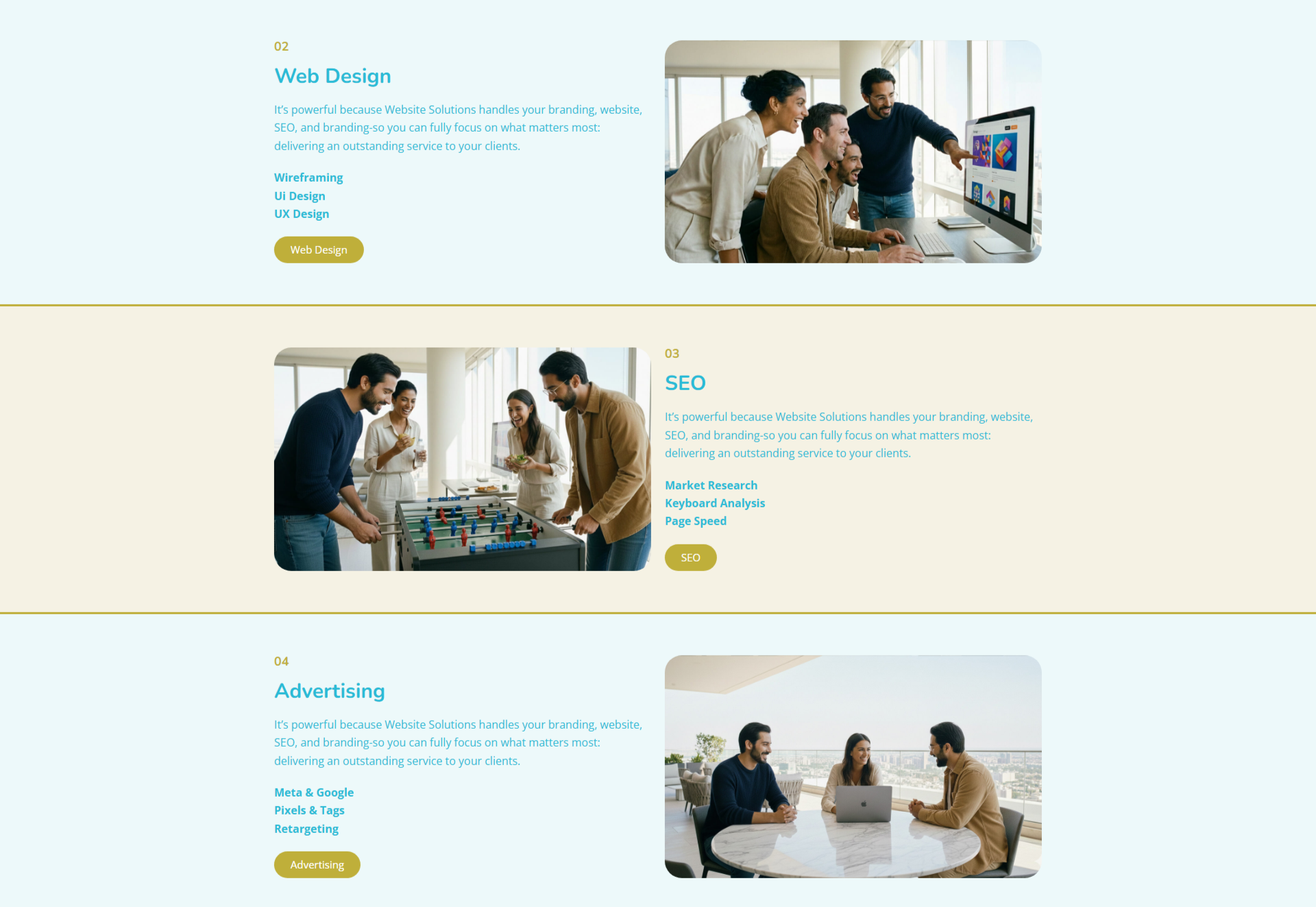 services page website solutions